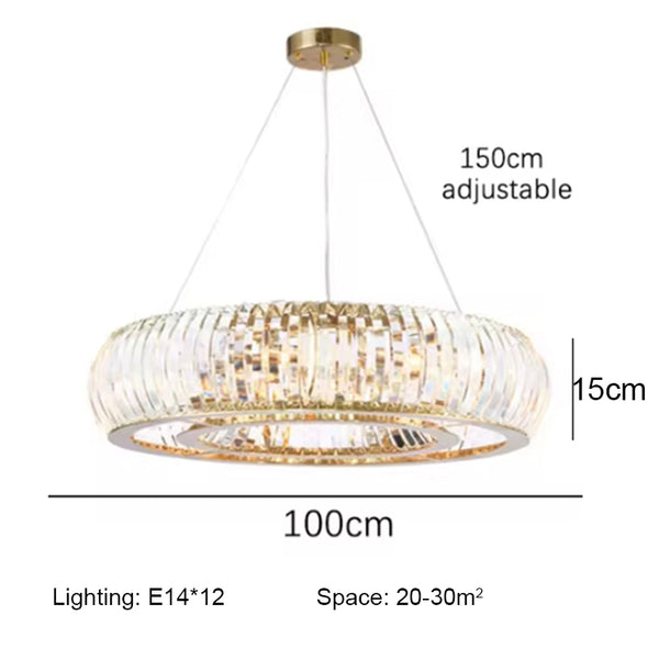 Luxury Crystal Pendants Modern Circular Ceiling Decor for Kitchen Island Living Dining Room Chandelier LED Light