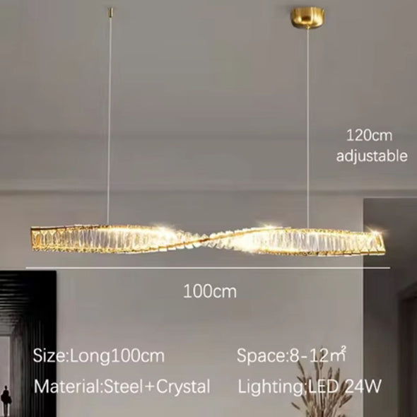 Crystal Creative Rotating Twisted Pendants Luxury Decor for Kitchen Island Living Dining Room