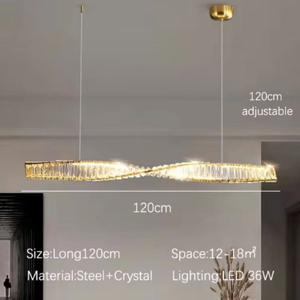 Crystal Creative Rotating Twisted Pendants Luxury Decor for Kitchen Island Living Dining Room