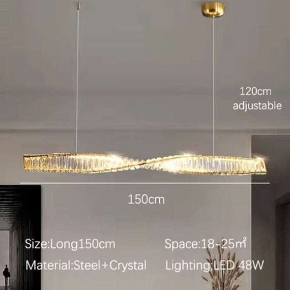 Crystal Creative Rotating Twisted Pendants Luxury Decor for Kitchen Island Living Dining Room