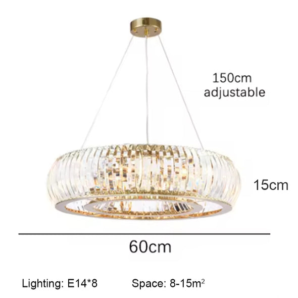 Luxury Crystal Pendants Modern Circular Ceiling Decor for Kitchen Island Living Dining Room Chandelier LED Light