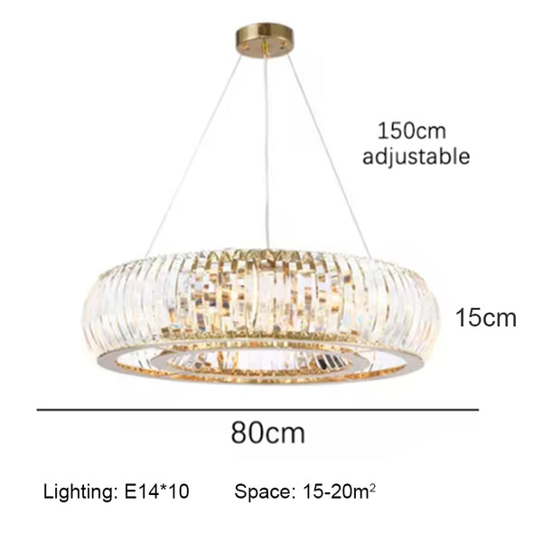 Luxury Crystal Pendants Modern Circular Ceiling Decor for Kitchen Island Living Dining Room Chandelier LED Light