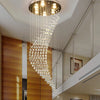 Modern Design Long Ceiling Crystal Chandelier For Spiral Staircase Foyer Flush Mount Light Fixture