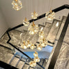 Luxury Chandelier Crystal Ball Hanging Pendant Lamp Home Decor For Loft Spiral Staircase