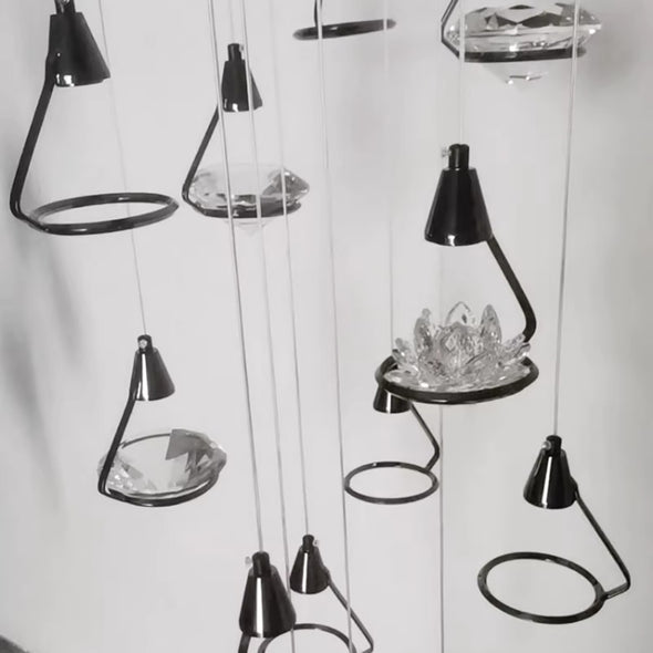 Modern Lotus Crystal Chandelier Adjustable Multi Light Hanging Pendant