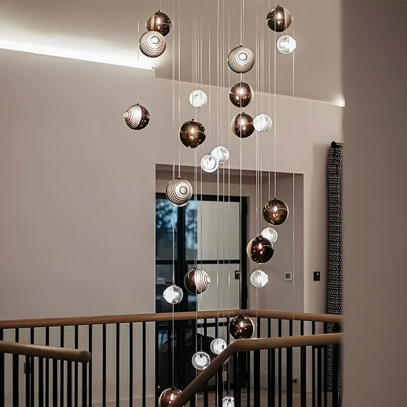 Dark Bright Star Chandelier Long Ceiling Pendant Light For Loft Vllia Staircase