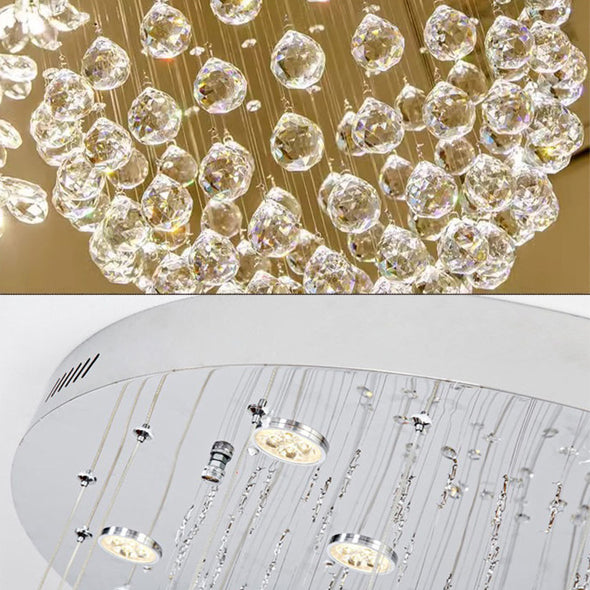 Crystal Long Ceiling Chandeliers Luxury Hanging Pendant Light For Staircase Foyer