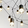 Minimalist Unique Wireflow Chandelier Hanging Pendant Lamp Black Linear Lights