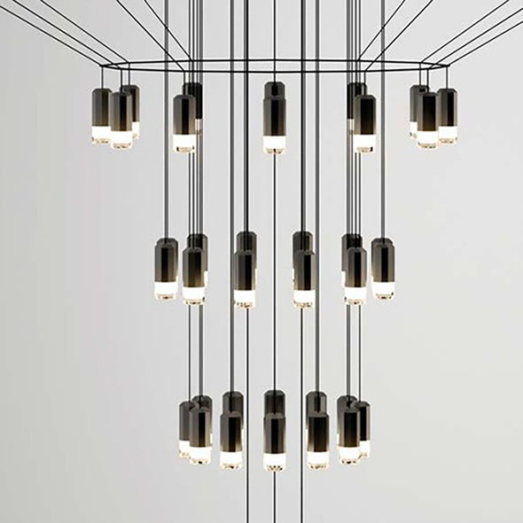 Minimalist Unique Wireflow Chandelier Hanging Pendant Lamp Black Linear Lights