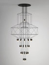 Minimalist Unique Wireflow Chandelier Hanging Pendant Lamp Black Linear Lights