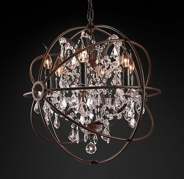 Retro Crystal Globe Chandelier Large Orb Pendant Lights Ceiling Lamp