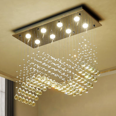 Modern Crystal Raindrop Chandelier Light Fixture Ceiling Lamp for Bedroom Living Dining Room