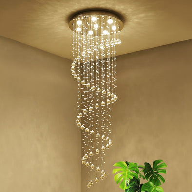 Crystal Raindrop Chandelier Luxury Large Entryway Lights Ceiling Lamp for Living Room Staircase High Ceiling