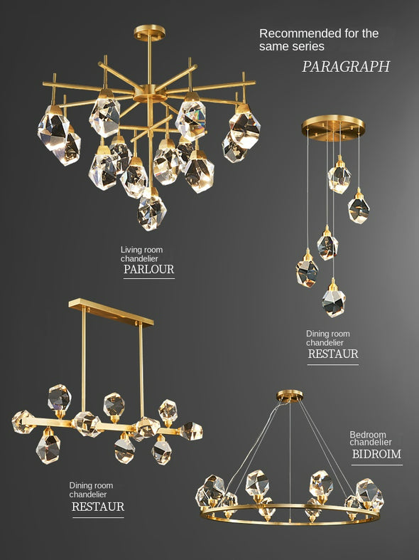 Luxury Crystal Living Room Chandelier Decor for Kitchen Pendant Lights Hang Ceiling Lamp