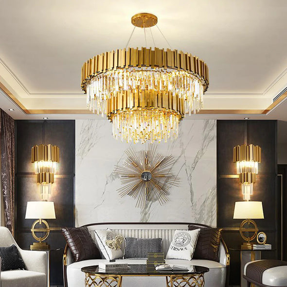 Luxury Crystal Living Room Chandeliers Hanging Lights Fixture