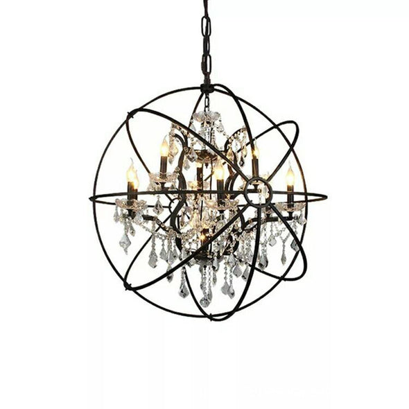 Retro Crystal Globe Chandelier Large Orb Pendant Lights Ceiling Lamp