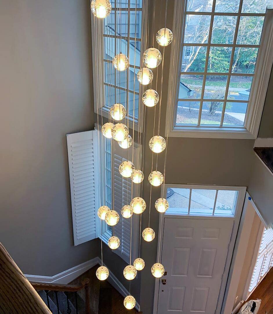 crystal ball lights for staircase high ceiling Dandelion Lighting