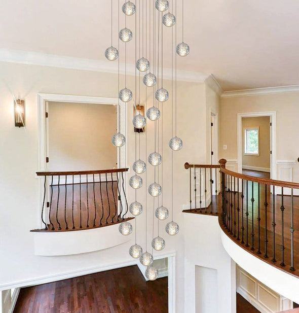 Crystal Bubble Ball Chandelier Multi Pendant Lights For Staircase High Ceiling Entrance