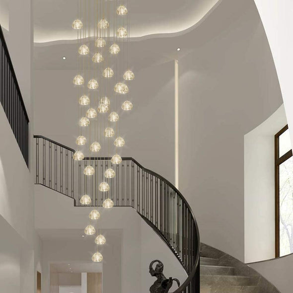 Raindrop Crystal Chandelier Pendant Light Ceiling Lamp for Staircase Living Room Foyer Entryway Customizable