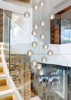 Crystal Bubble Ball Chandelier Modern Hanging Pendant Lights For Staircase Hotel Hallway Foyer Entry Way