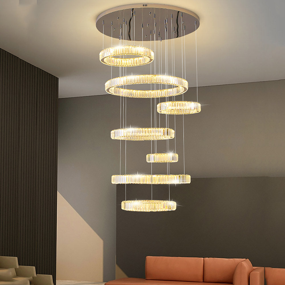 Large Crystal Chandelier Decor For Home High Ceiling Entryway And