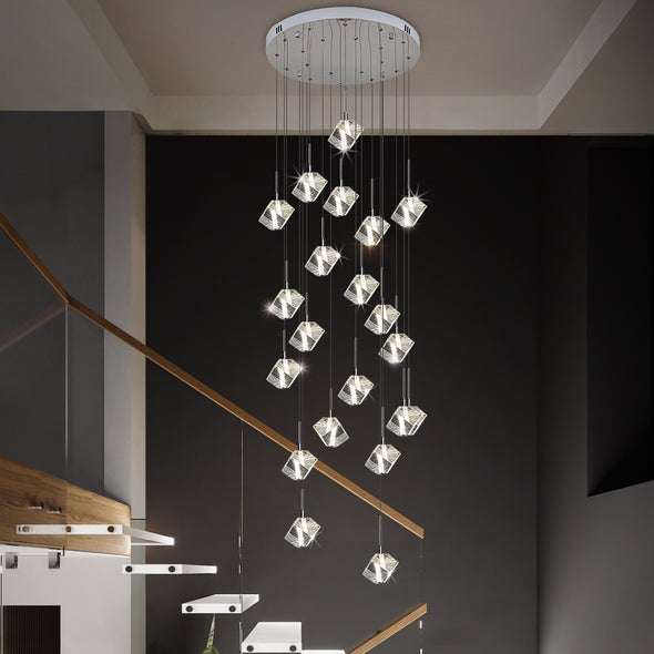 Modern Crystal Chandelier Multi Pendant Lights For Staircase High Ceiling Entrance
