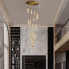 Crystal Raindrop Chandelier Spiral Pendant Lights Decor For Staircase High Ceiling Entrance