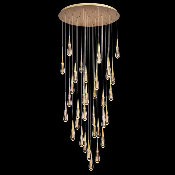 Crystal Raindrop Chandelier Spiral Pendant Lights Decor For Staircase High Ceiling Entrance