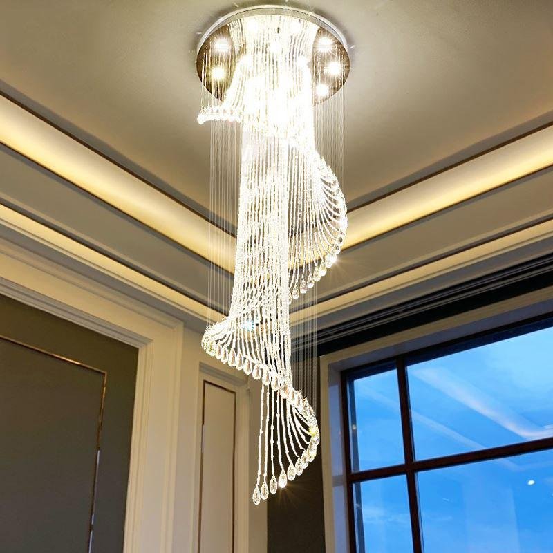Foyer Contemporary Crystal Lighting Spiral Crystal Foyer